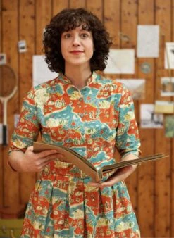 Cynthia Dress - Mandarin Treasure Map -Palava Sale Store Cynthia Mandarian TreasureMap 2DRESSONOWN WOOD 1