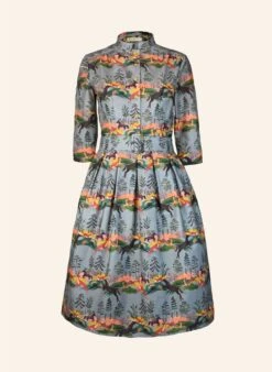 Cynthia - Eggshell Leaping Deer Dress