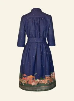 Cynthia - Farmyard Indigo Dress -Palava Sale Store CynthiaFarmyardindigo creamcutout creambg
