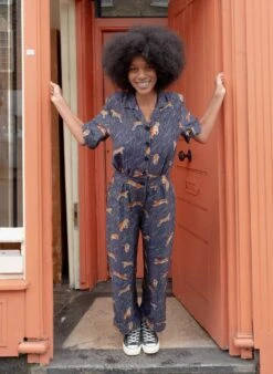 Francesca Long Jumpsuit - Navy Tigers -Palava Sale Store Francesca Navy Tigers website 1