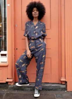 Francesca Long Jumpsuit - Navy Tigers -Palava Sale Store Francesca Navy Tigers website 4