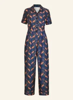 Francesca Long Jumpsuit - Navy Prawn Cocktail