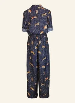 Francesca Long Jumpsuit - Navy Tigers -Palava Sale Store Francesca navytiger back shortersleebve