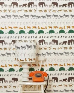 Wallpaper - Ivory Walking Zoo 8 Wallpaper - Ivory Walking Zoo -Palava Sale Store Ivory Wallpaper 4