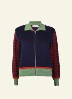 Kate - Navy Foxes Zip-Up -Palava Sale Store Kate NavyFoxJacket creambg