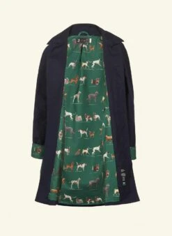 Heritage - Navy Trench Coat - Green Porcelain Dogs Lining -Palava Sale Store NavyTrenchCoat GreenDogs Inside Cream