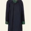 Heritage - Navy Trench Coat - Green Porcelain Dogs Lining