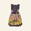 Martha - Navy Circus Parade Dress | Cotton Linen Blend