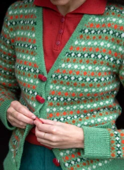 Heritage - 100% British Wool Cardigan - Popcorn Green -Palava Sale Store Popcornhertiage EDITS6 jpg