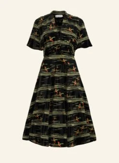 Rita Long-sleeve - Black Flying Ducks Dress