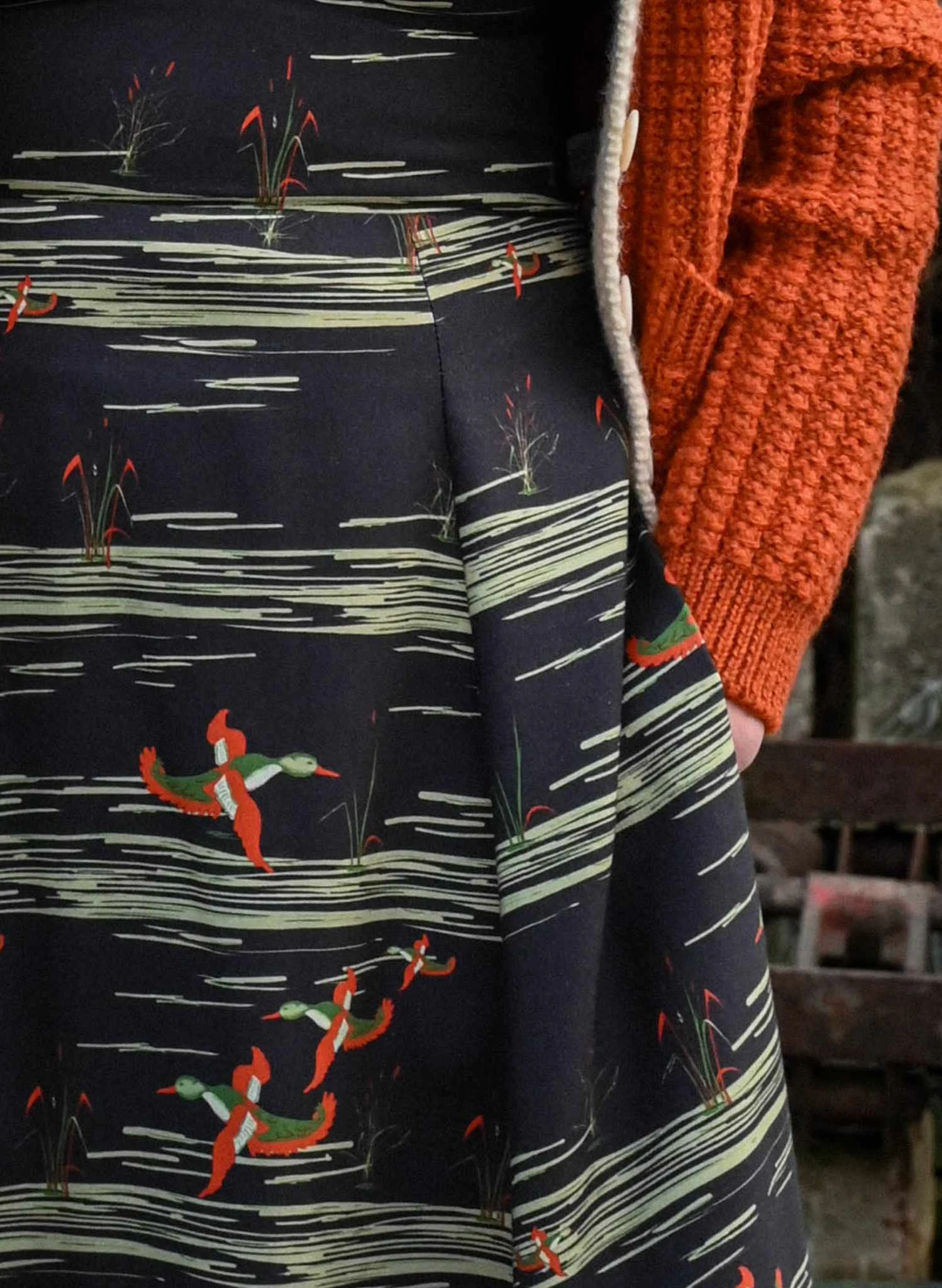 Rita Long-sleeve - Black Flying Ducks Dress 3 Rita Long-sleeve - Black Flying Ducks Dress - Image 3