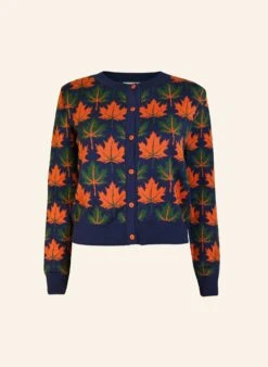 Vera - Navy Autumn Leaves Cardigan