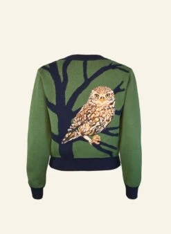 Vera - Green Owl Cardigan