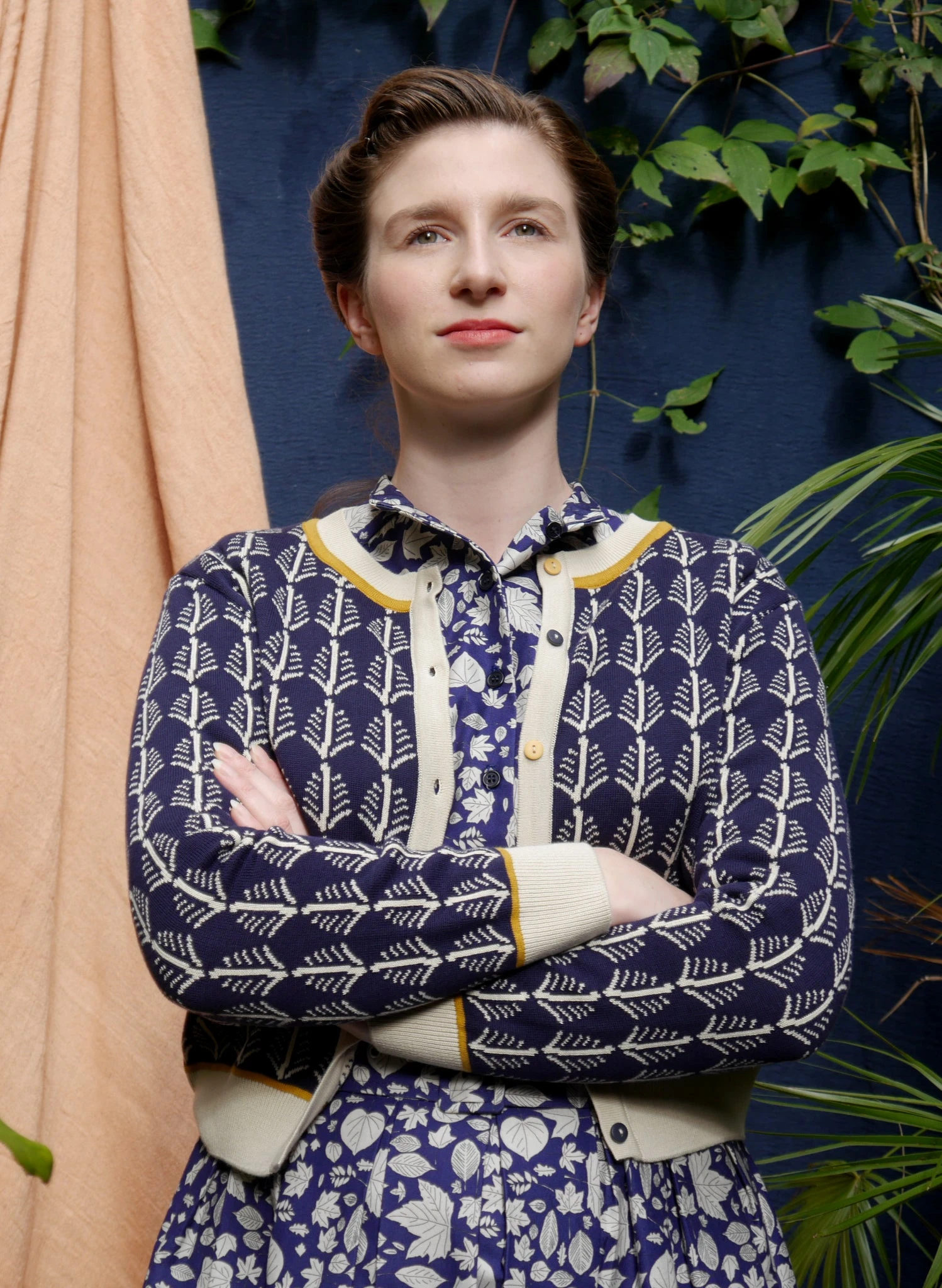 Vera Jacquard Cardigan - Navy Feather 8 Vera Jacquard Cardigan - Navy Feather - Image 8