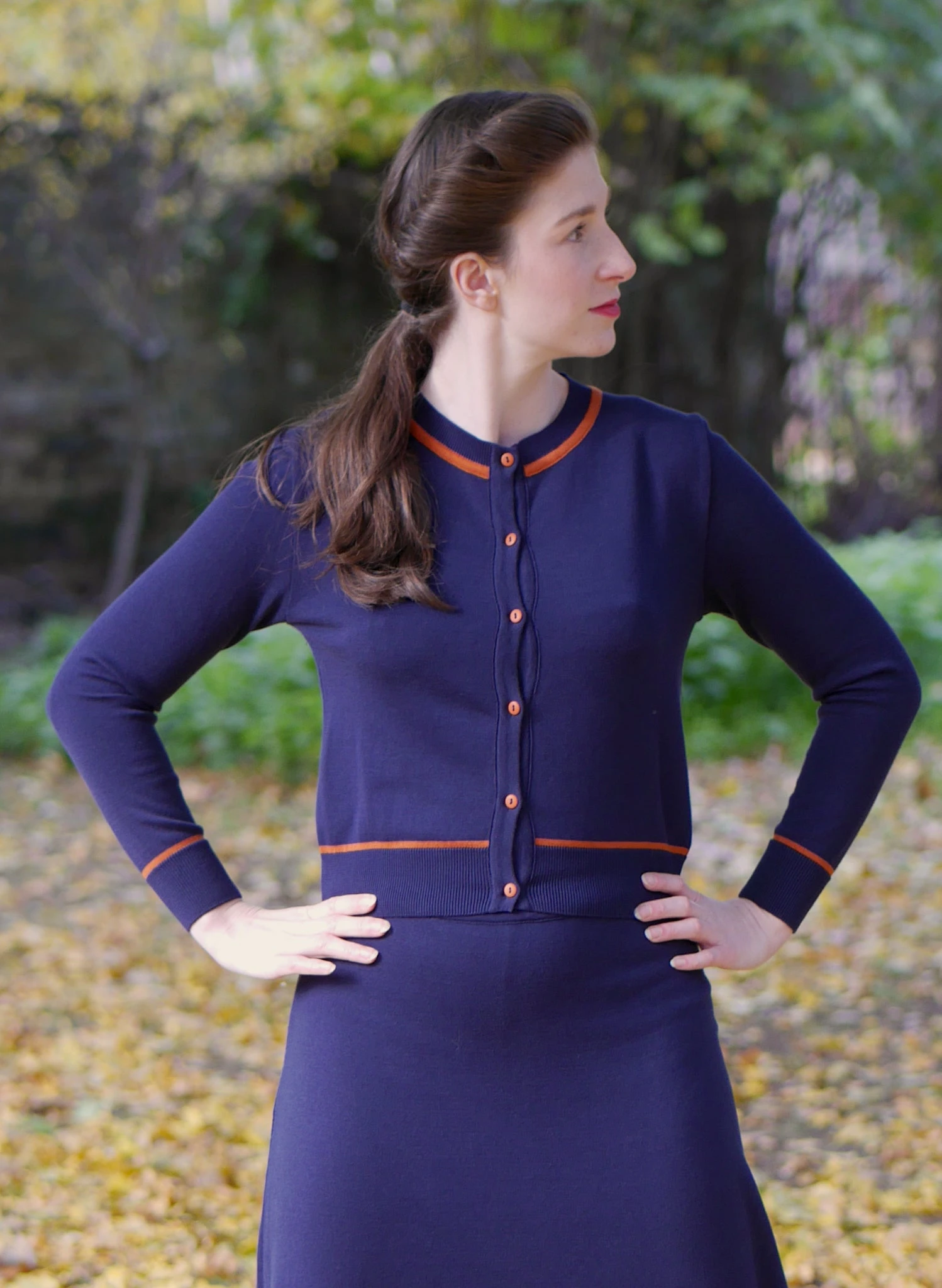 Vera Cardigan - Navy And Rust Embroidered Tiger 5 Vera Cardigan - Navy And Rust Embroidered Tiger - Image 5