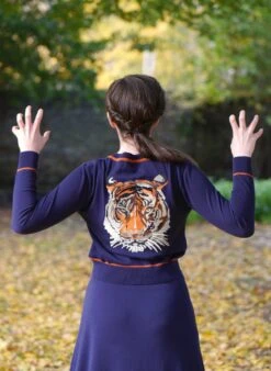 Vera Cardigan - Navy And Rust Embroidered Tiger 8 Vera Cardigan - Navy And Rust Embroidered Tiger -Palava Sale Store Vera Navy Rust Fox website 6