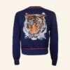 Vera Cardigan - Navy And Rust Embroidered Tiger