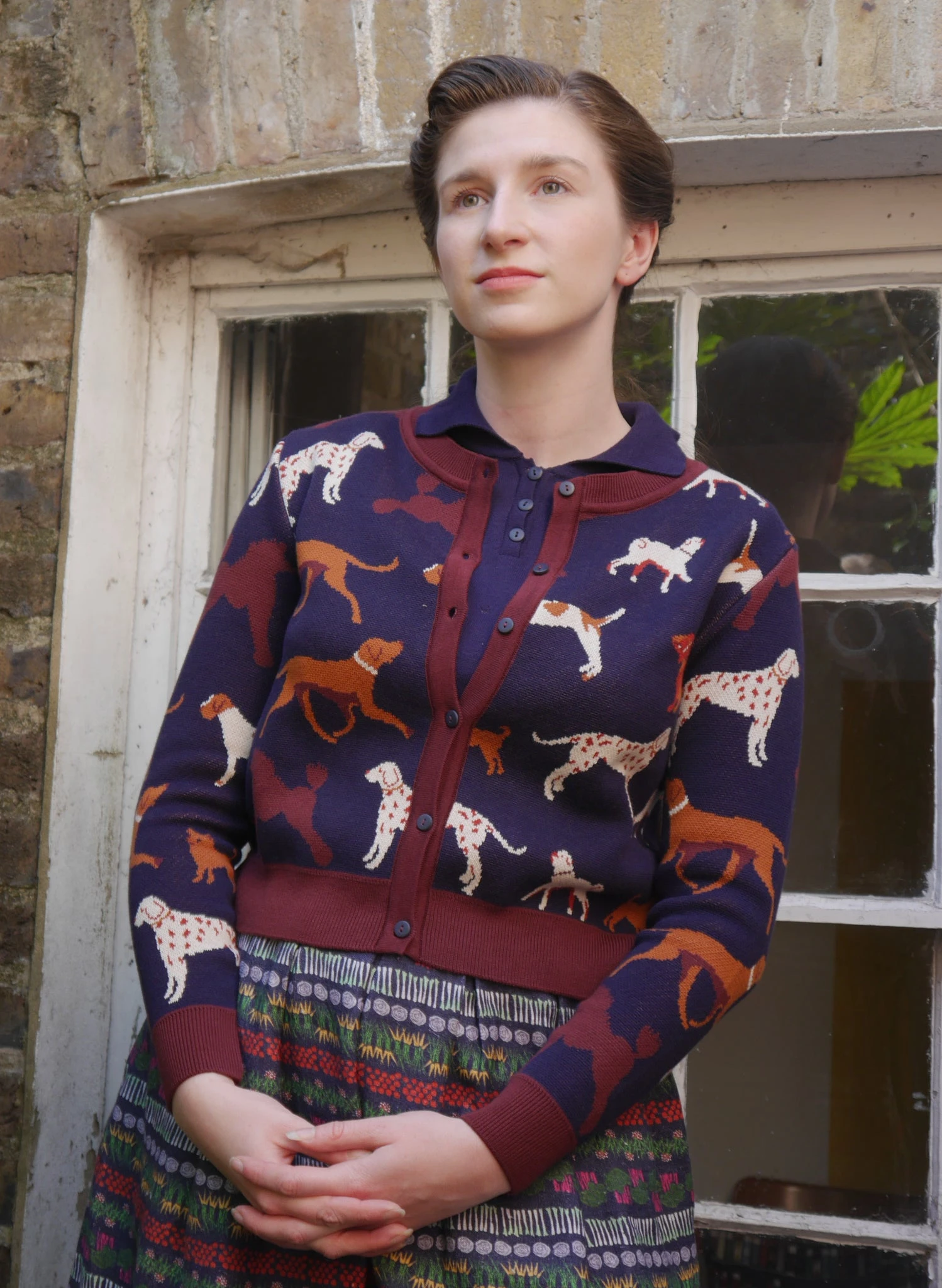 Vera Jacquard Cardigan - Navy Woof 2 Vera Jacquard Cardigan - Navy Woof - Image 2