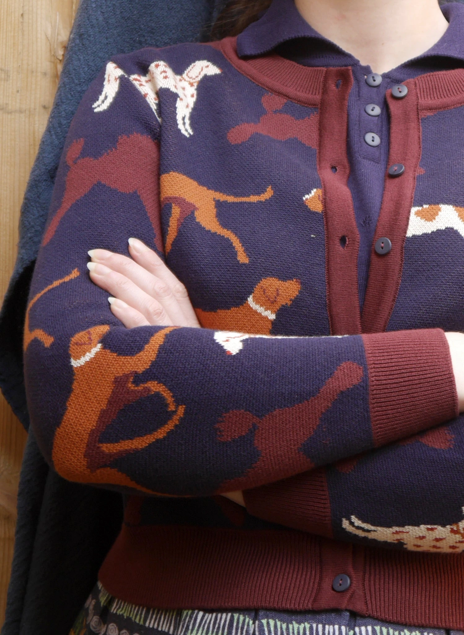 Vera Jacquard Cardigan - Navy Woof 3 Vera Jacquard Cardigan - Navy Woof - Image 3