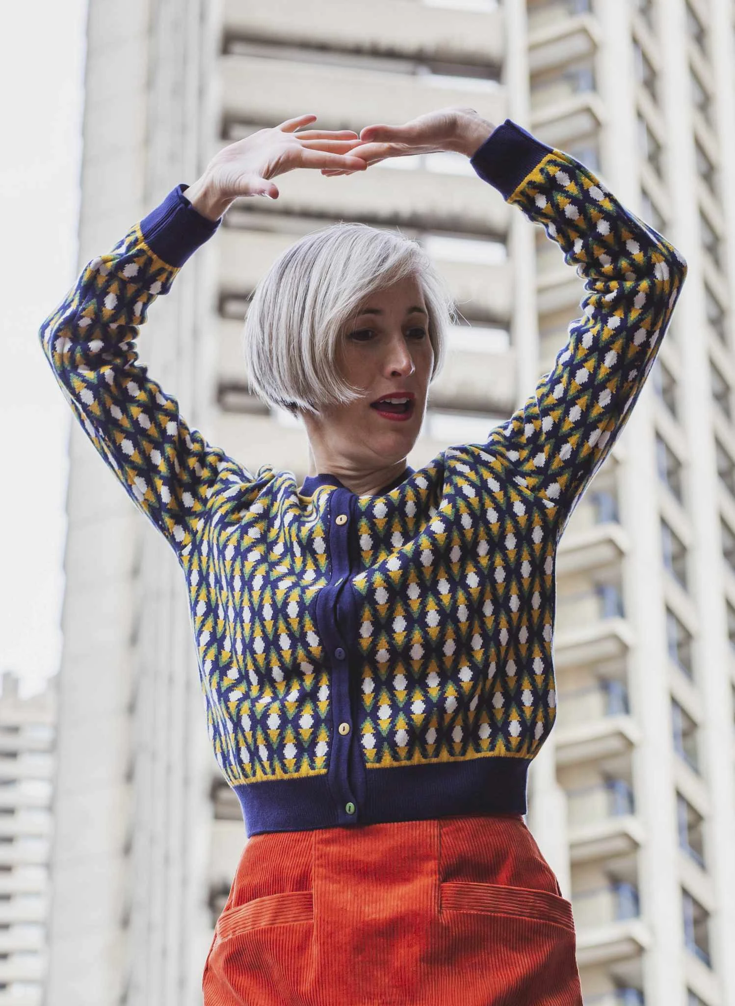 Vera Jacquard Cardigan - Navy Diamond 5 Vera Jacquard Cardigan - Navy Diamond - Image 5