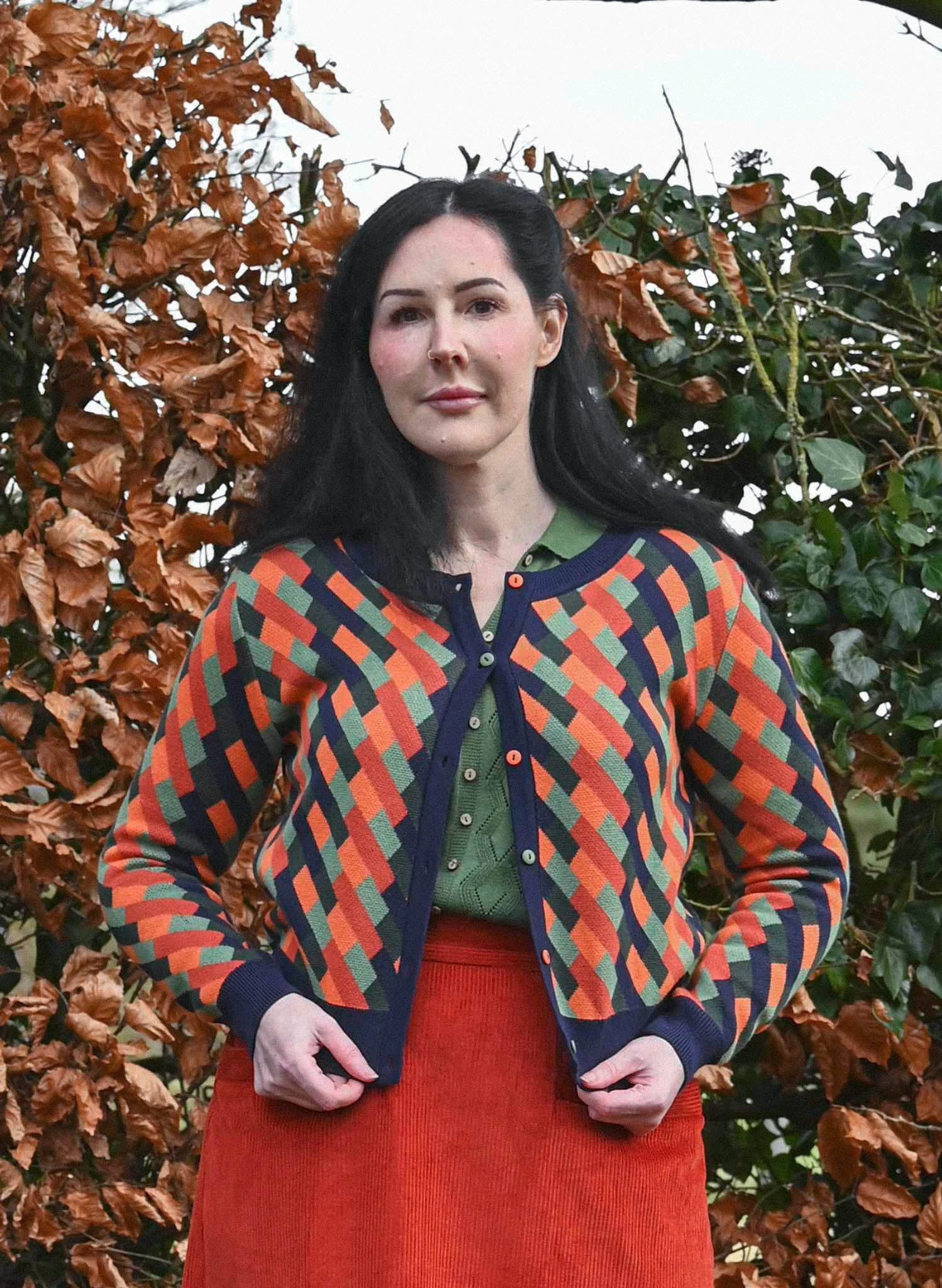 Vera - Coral Kaleidoscope Cardigan 3 Vera - Coral Kaleidoscope Cardigan - Image 3