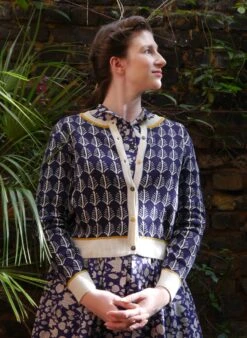 Vera Jacquard Cardigan - Navy Feather 10 Vera Jacquard Cardigan - Navy Feather -Palava Sale Store VeraNavyFeatherImage 2