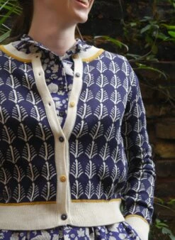 Vera Jacquard Cardigan - Navy Feather 12 Vera Jacquard Cardigan - Navy Feather -Palava Sale Store VeraNavyFeatherImage 4
