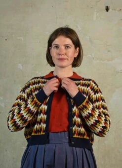 Vera Jacquard Cardigan - Navy Marbled Feather -Palava Sale Store VeraNavyMarbled 3