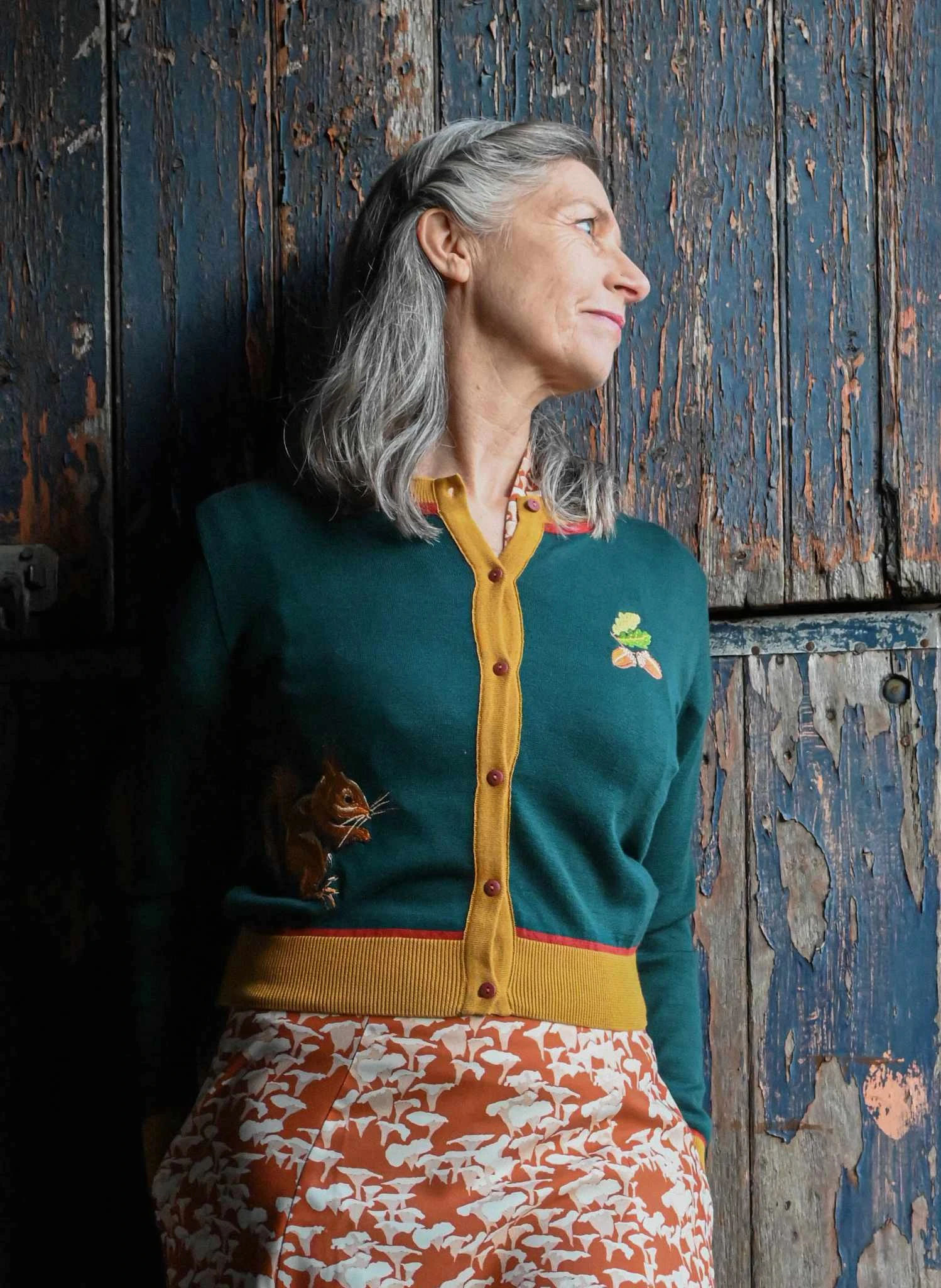 Vera - Teal Squirrel Cardigan 3 Vera - Teal Squirrel Cardigan - Image 3