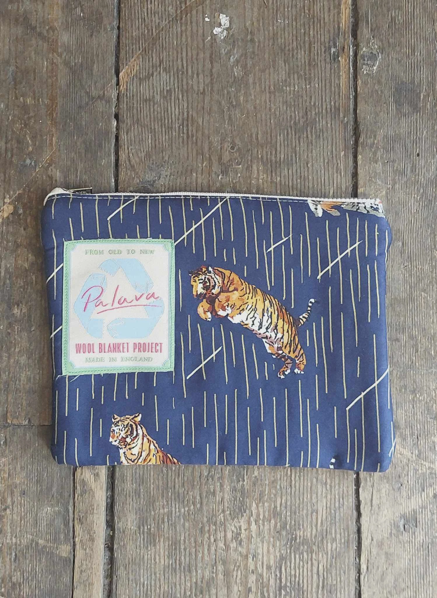 Zip Pouch- Small - Navy Leaping Tigers 1 Zip Pouch- Small - Navy Leaping Tigers