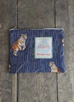 Zip Pouch- Small - Navy Leaping Tiger