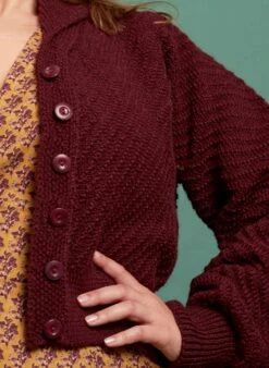Betty - Heritage Knitwear Berry Cardigan - 100% British Wool -Palava Sale Store betty burgundy 6