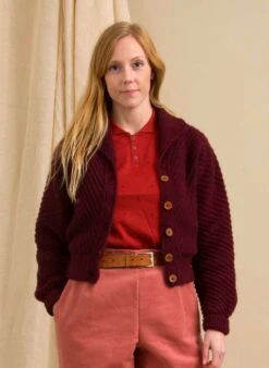 Betty - Heritage Knitwear Berry Cardigan - 100% British Wool -Palava Sale Store betty heritage burgundy 1