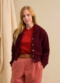 Betty - Heritage Knitwear Berry Cardigan - 100% British Wool -Palava Sale Store betty heritage burgundy 2