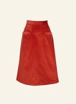 Cora - Rust Corduroy Skirt