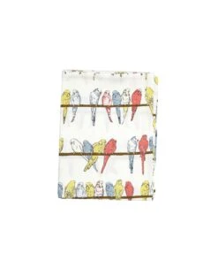 Single Pillowcase - Ivory Budgies