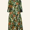 Cynthia - Dark Green Badges Dress