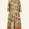 Cynthia Dress - Mandarin Treasure Map