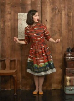 Cynthia Dress - Rust Flying Scotsman -Palava Sale Store cynthia rust train shirt dress 4