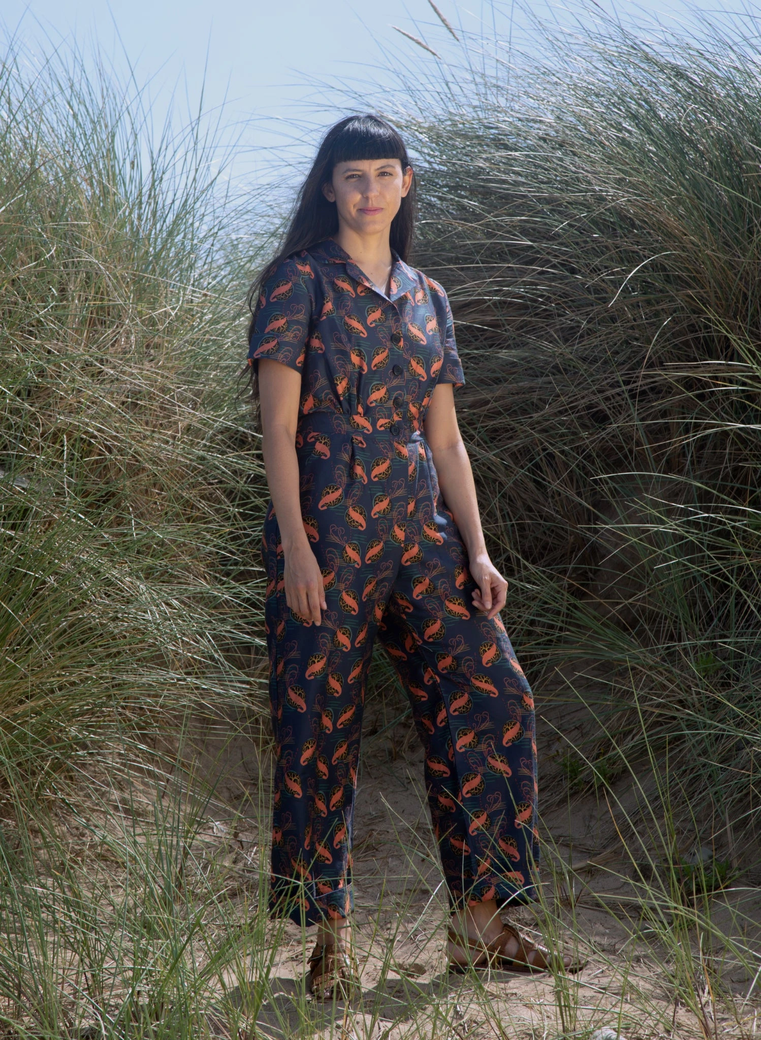 Francesca Long Jumpsuit - Navy Prawn Cocktail 4 Francesca Long Jumpsuit - Navy Prawn Cocktail - Image 4