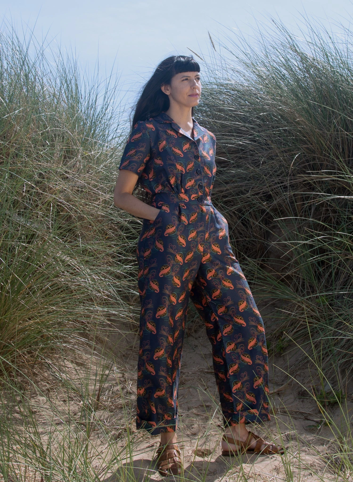Francesca Long Jumpsuit - Navy Prawn Cocktail 9 Francesca Long Jumpsuit - Navy Prawn Cocktail - Image 9