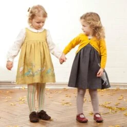 Rosie Children's Dress - Grey Reindeer | Linen -Palava Sale Store grey reindeer 4