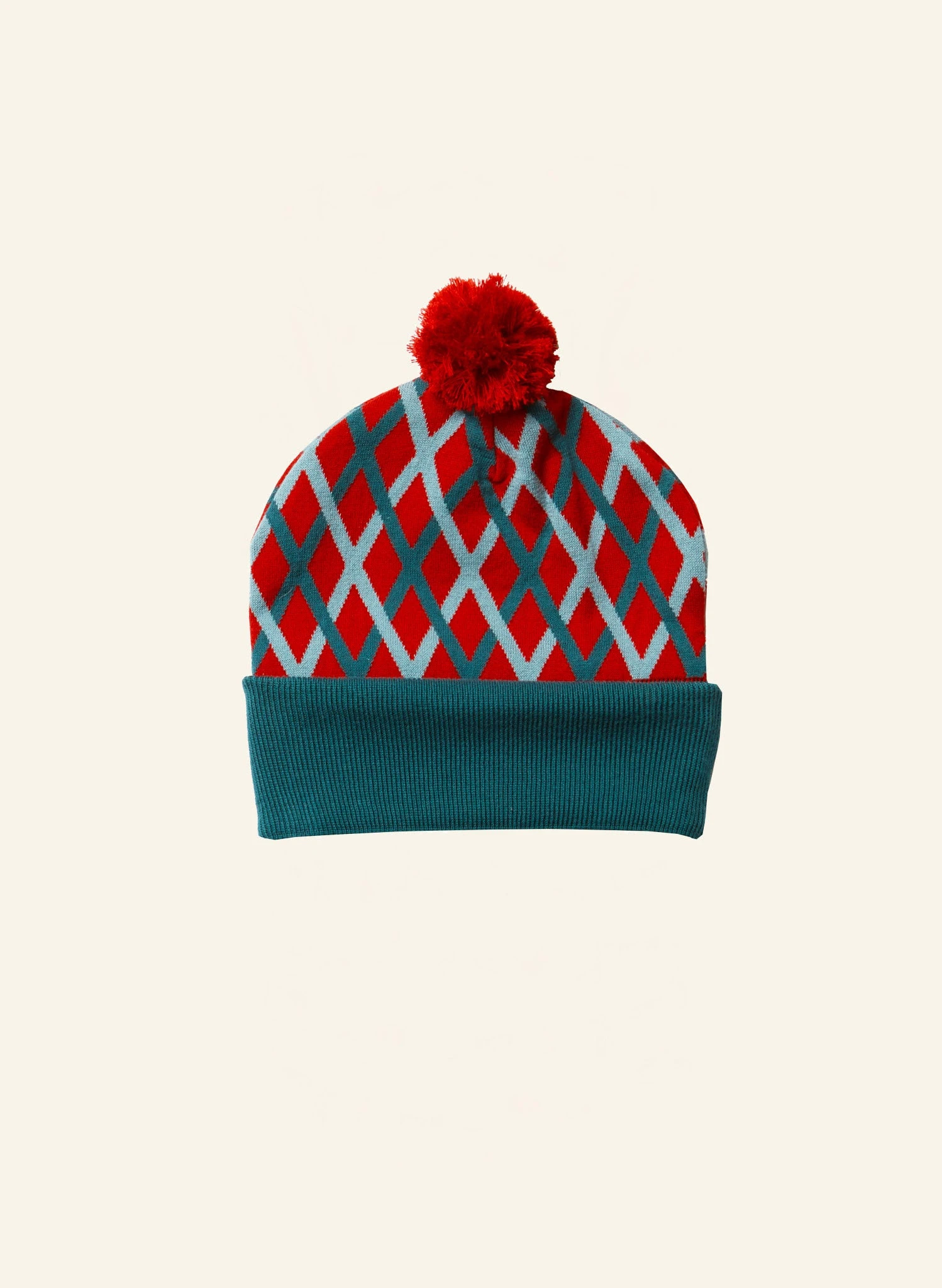 Knitted Hat - Teal Lattice 1 Knitted Hat - Teal Lattice