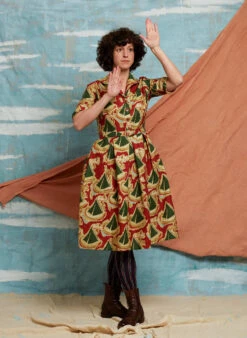 Ida - Burgundy Sailing Boats Dress -Palava Sale Store ida sailing boats 2.0