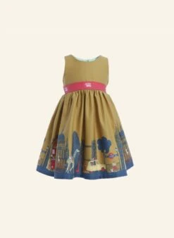 Martha Children's Dress - Mustard London Print