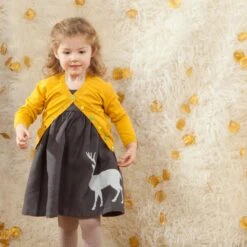 Rosie Children's Dress - Grey Reindeer | Linen -Palava Sale Store rosie grey reindeer 3