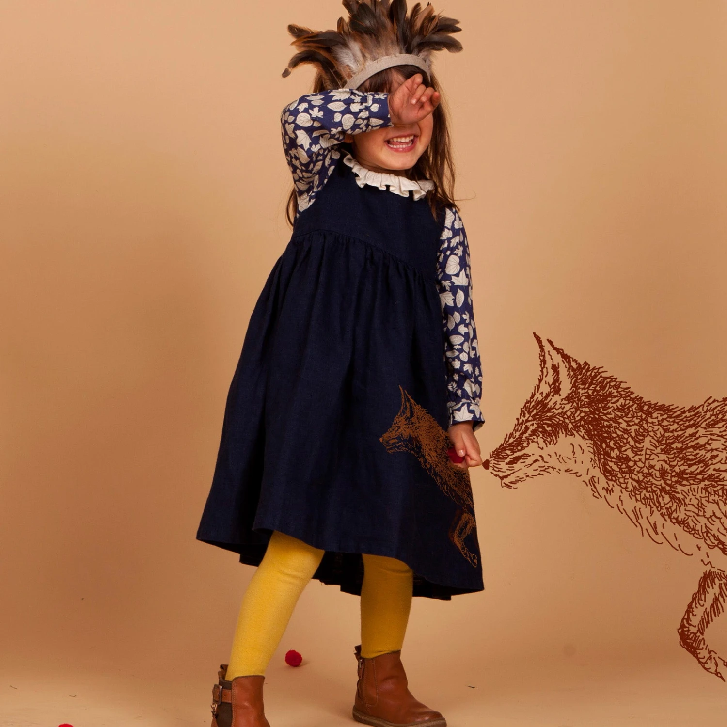 Rosie Children's Dress - Navy Fox 5 Rosie Children's Dress - Navy Fox - Image 5