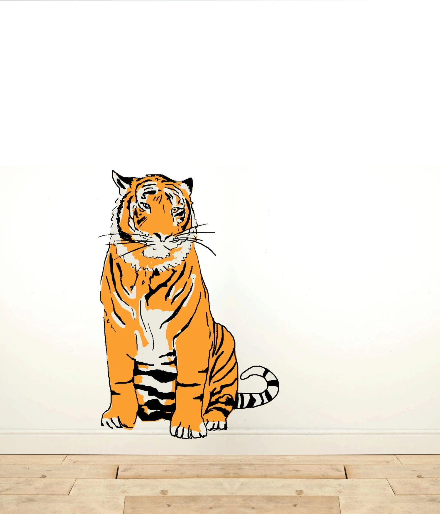 Sitting Up Tiger Wall Sticker 2 Sitting Up Tiger Wall Sticker - Image 2