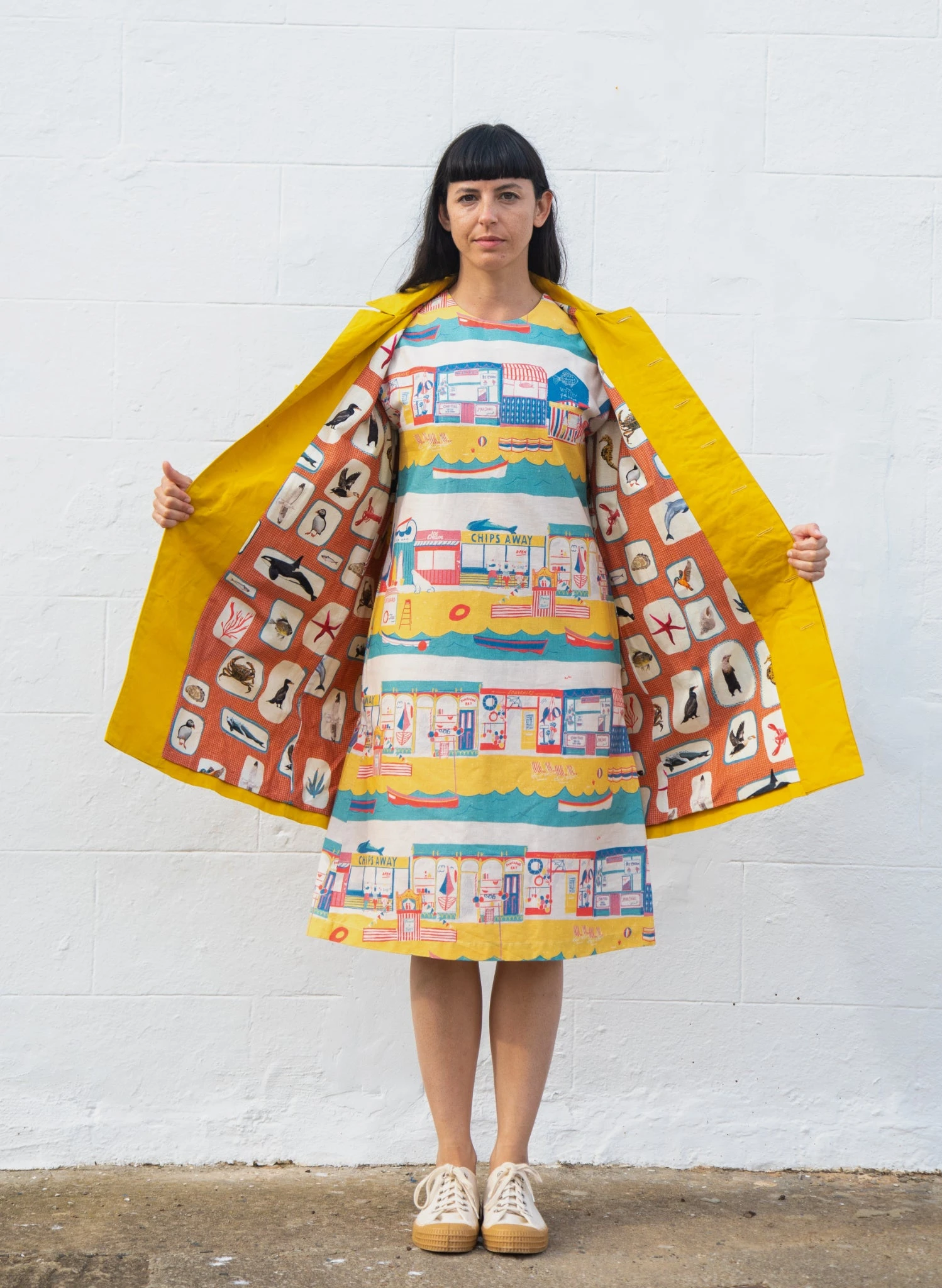 Heritage - Yellow Trench Coat - Red Coastal Memoirs Lining 3 Heritage - Yellow Trench Coat - Red Coastal Memoirs Lining - Image 3