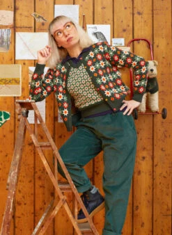 Vera - Green Patchwork Jacquard Cardigan -Palava Sale Store vera jacquard patchwork 6